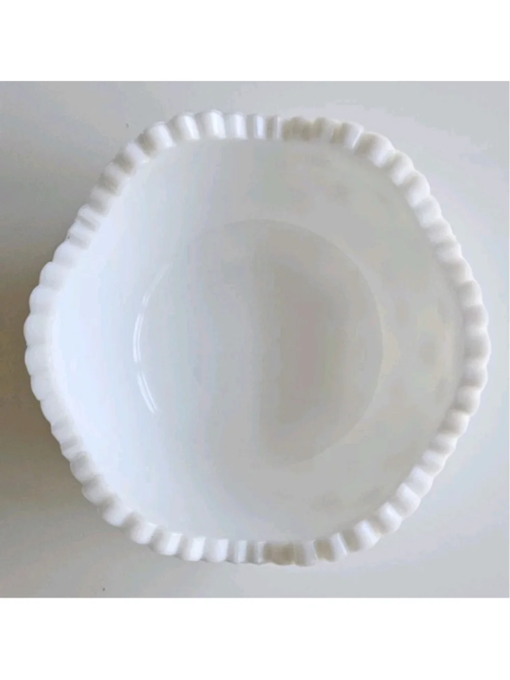 Vintage McKee Milk Glass Bowl Toltec Star & Cane Pattern 8" Mid-Century Decor - Picture 8 of 16